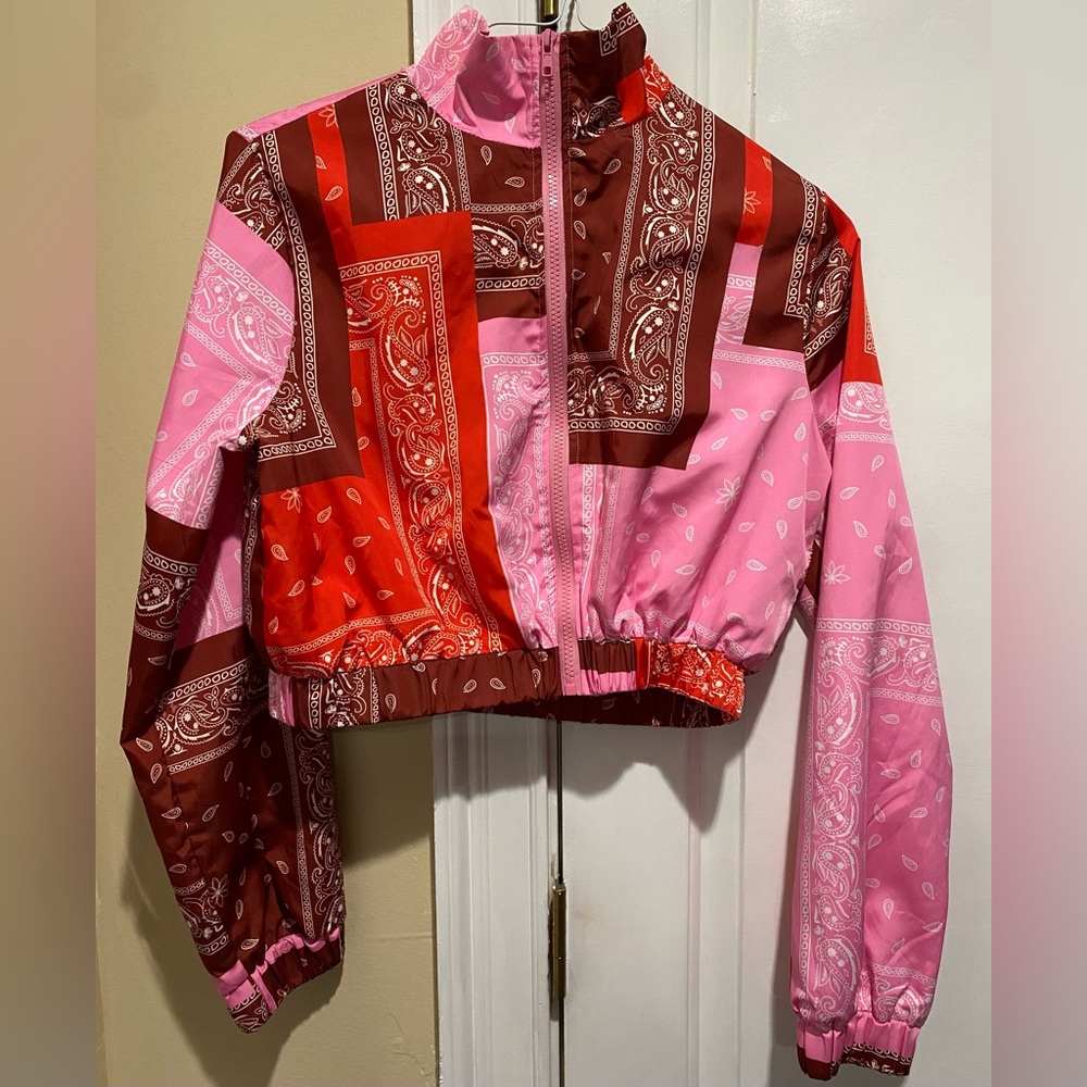 Paisley Jacket/Windbreaker -Red, Pink, Burgundy Women's Medium